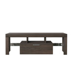 ZUN 20 minutes quick assembly brown simple modern TV stand with the toughened glass shelf cabinet 70057918