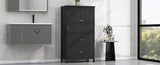 ZUN Bathroom Storage Cabinet, Cabinet with Two Doors and Drawers, Adjustable Shelf, MDF Board, Black N725P188460B