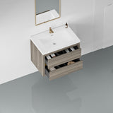 30" Wall-Mounted Bathroom Vanity with Sink, Floating Bathroom Storage Cabinet with Stone Resin W1573P211184