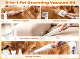 9 in 1 Pet Grooming Vacuum Kit with Hair Dryer, 600W 17kPa Suction 3 Adjustable Suction Modes 13757836