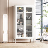 ZUN Metal locker with screen door, wine cabinet with adjustable shelf, suitable for kitchen, living 19525798