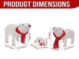 Set of 3 Lighted Polar Bear Family Christmas Decorations, Pre-lit Holiday Decor with 190 Warm White 14959507
