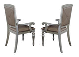 Glamorous Crystal Button-Tufted Set of 2 Arm Chairs Silver Finish Upholstered Seat Back Modern B01182313