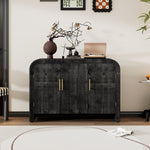 ZUN TREXM Retro Minimalist Curved Sideboard with Gold Handles and Adjustable Dividers for Living Room or WF317093AAB