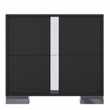 Elegant Nightstand with Metal Handle, Mirrored Bedside Table with 2 Drawers for Bedroom, Living 22446657