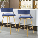2pcs Thick Corduroy Gold-plated Iron Feet Bar Stool Blue 93452070