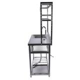 39.4in Stainless Steel Utility Sink Set, Single Bowl Commercial Sink w/ Shelves Single Bowl Sink for 91301593