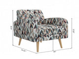 Darien Accent Arm Chair in Yellow, Olive and Navy Stripe Pattern with Dark Brown Solid Wood Legs B127P495074