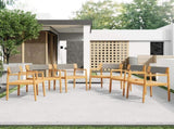 CREATIVE BRAIDED ACACIA WOOD OUTDOOR DINING CHAIRS WITH ARMRESTS, SUITABLE FOR OUTDOOR DINING AND N770P269704G
