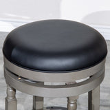 ZUN 30" Bar Stool, Weathered Gray Finish, Black Leather Seat B04660735