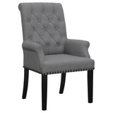 Grey Tufted Arm Chairs with Nailhead Trim B062P145443