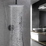 Ceiling Mount Round Shower Combo Set with 10" Rain Shower head and Handheld Shower Head Set with KE-A3585-MB