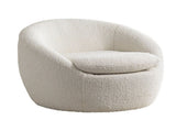 Winnie Modern Teddy Boucle Fabric Barrel Chair, 360&deg Swivel, White T2574P184972