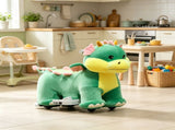 Green 6V Electric Ride On Horse Battery Powered Toy with Music, Forward Movement & Silent PU Wheels 88703768