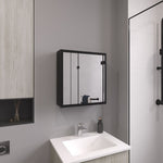 ZUN Duma 21.1" H x 19.7" W Mirror Medicine Cabinet, One door with Four interior Shelves for Bathroom, B070P242493