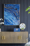 Set of 2 Blue and Gold Framed Art Panels, Unique Marbled Design, 30.5" x 40" W2078130282