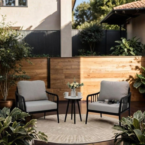 ZUN 3-Piece Outdoor Porch Aluminum Patio Furniture with Modern Conversation/Chat Set, Sunbrella Cast W1886P175975