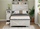 Fully floating bed frame LED lights and charging station cushion platform bed frame, large bed, W636P317329
