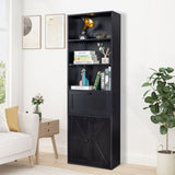 ZUN FCH 3-Layer 1 Drawer 2 Doors Double Z Shape Melamine Board 60*23.5*180cm Display Cabinet Black 55368679