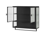 23.62"Glass Doors Modern Two-door Wall Cabinet with Featuring Two-tier Enclosed Storage, an Open W757143036