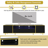 U-Can 70.9'' Modern TV Stand for TVs up to 80 Inches, Entertainment Center with 2 Shelves and LED N724P284377B