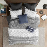 Full/Queen 3 Piece Cotton Duvet Cover Set with Chenille Tufting B03596501