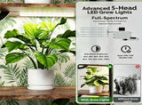 Leaf Shaped Plant Stand with 5-Head Full Spectrum LED Grow Light, Multi-Tier Metal Wood Display 29816561