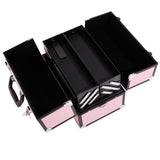 ZUN SM-2083 Aluminum Alloy Makeup Train Case Jewelry Box Organizer Pink 83925841