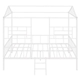 ZUN Metal House Bed Frame Full Size with Slatted Support No Box Spring Needed White MF289094AAK