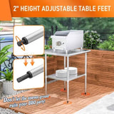 Stainless Steel Table 30 x 36 Inches Metal Prep Table with Adjustable Undershelf, Stainless Table W1192P301421