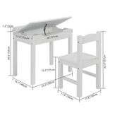 Flip Top Kids Table and Chair Set, Wood Activity Table Set with Storage Space for Arts Crafts, White 50422470