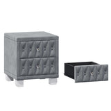 Elegant Velvet Nightstand with 2 Drawers and Crystal Handle, Storage Bedside Table with 63928278