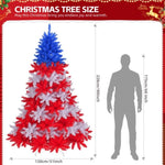 ZUN 7.5 FT Patriotic Artificial Christmas Tree, Hinged Tree 4th of July Patriotic Decorations with 1308 15983801