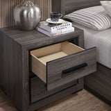 Gray 1pc Nightstand Bedroom Furniture Bedside Table 2-Drawers Two-tone Design w/ Black Trim Paper B011P222864