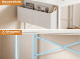 55" Home Office Desk, Computer Desk with Storage Bag & Hook, Waterproof Top & Metal Frame, Modern 03276990