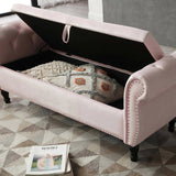 Aijia 63" Velvet Multifunctional Storage Rectangular Sofa Stool Buttons Tufted Nailhead Trimmed W111749321