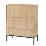 ZUN Rattan Shoe Cabinet with Adjustable Shelves, 5 Tier Shoe Storage Cabinet with Doors & Bottom Cubby, W420P207364