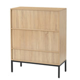 ZUN Rattan Shoe Cabinet with Adjustable Shelves, 5 Tier Shoe Storage Cabinet with Doors & Bottom Cubby, W420P207364