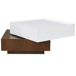 ZUN Multi-functional Square 360&deg;Rotating Coffee Table 2 Drawers, High Gloss 2-Tier Center Table 86956887