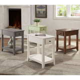 Grey Accent Table with Bottom Shelf B062P209060