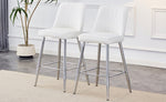 ZUN Modern White PU Bar Stool - Silver Metal Legs with Cross Reinforcement.White,Silver Metal Legs,Bar W1151P211983