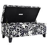 Luxury Storage Ottoman with Floral Patterned Fabric, Soft-Close Hinges, Multi-Functional Footrest & N767P257582W