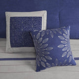 7 PC Pieced Faux Suede Comforter Set Blue Cal King B03596838