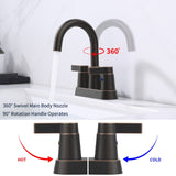 ZUN Bathroom Faucet Oil Rubbed Bronze 2-Handle Bathroom Sink Faucet 360 Degree High Arc Swivel Spout 70578718