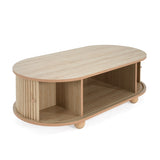 MDF ELEGANT LONG OVAL STORAGE SIDE TABLE WITH RETRO CHARM, NATURAL COLOR N770P281568N