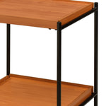 ZUN Honey Oak and Black End Table with Shelf B062P185645