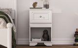 Elegant Design Nightstand with Drawer and Open Shelf for Bedroom, Retro Style Bedside Table with N733P199704K