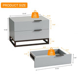 22" Grey white Nightstand with 2 Drawer , Small Dressers for Closet, Wood Storage Cabinet for W2948P245251