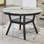 ZUN Mella Round Wood Dining Table with Shelf, 48" Faux Marble Top, Dark Espresso Finish T2574P246578