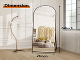 21"x64" Arched Full Length Mirror Full Body Free Standing Floor Mirror, Black 47361208